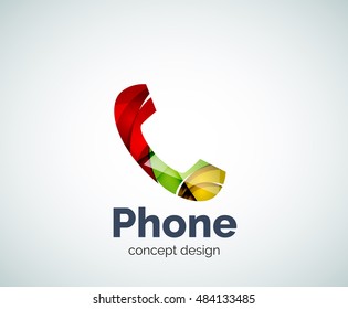 Retro phone logo template, abstract geometric glossy business icon