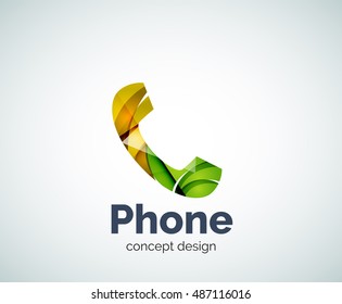 Retro phone logo template, abstract geometric glossy business icon