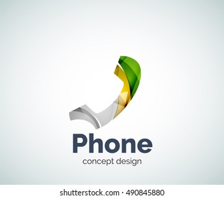 Plantilla de logotipo de teléfono retro, icono de negocios con brillo geométrico abstracto