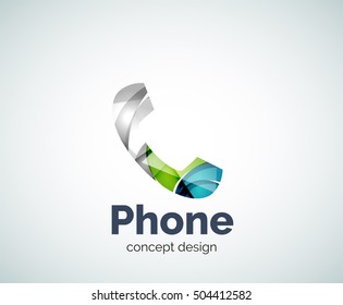 Plantilla de logotipo de teléfono retro, icono de negocios con brillo geométrico abstracto
