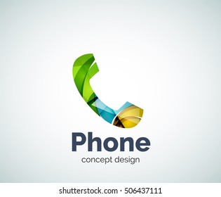 Retro phone logo template, abstract geometric glossy business icon