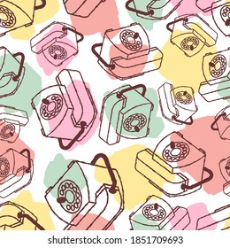 Retro-Telefonmuster nahtlos. Telefon mit Empfangshintergrund