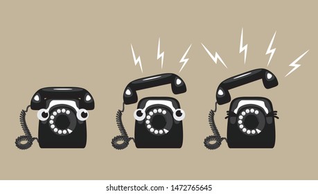 Retro Phone Ring Cartoon Animation Vector Illustration