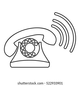 Retro phone ringing icon. Outline illustration of retro phone ringing vector icon for web