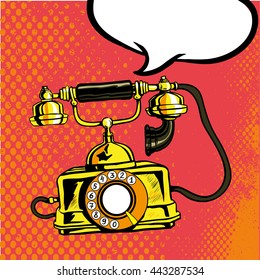 Retro Phone Ringing. Vector Illustration In Comic Pop Art Style.