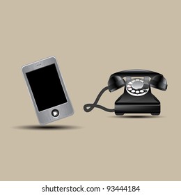Retro phone and touch-phone, vector illustration, eps10