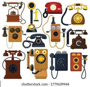 Retro phone vector cartoon set icon. Vector illustration vintage telephone on white background. Isolated cartoon set icon retro phone.