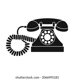 Retro phone vector icon.Black vector icon isolated on white background retro phone.