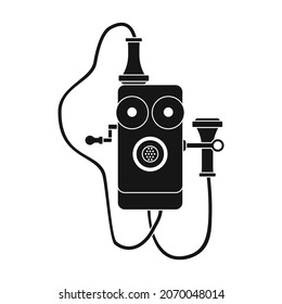 Retro phone vector icon.Black vector icon isolated on white background retro phone.