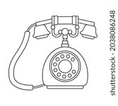 Retro phone vector icon.Outline vector icon isolated on white background retro phone.
