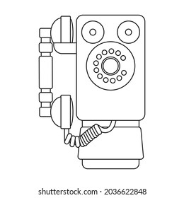 Icono de vector de teléfono retro.Icono de vector de contorno aislado en el teléfono retro de fondo blanco.