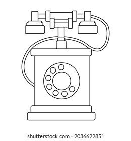 Icono de vector de teléfono retro.Icono de vector de contorno aislado en el teléfono retro de fondo blanco.