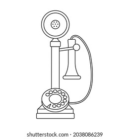 Retro phone vector icon.Outline vector icon isolated on white background retro phone.