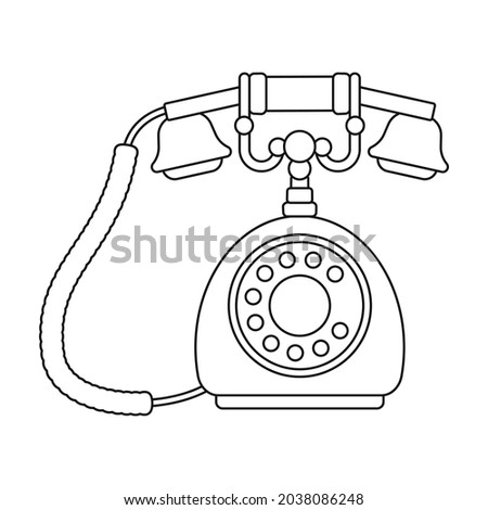 Retro phone vector icon.Outline vector icon isolated on white background retro phone.