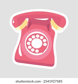Retro Phone Vector Illustration Sticker – Vintage Communication Icon for Nostalgic Themes, ideal for vintage-themed decor, planners, and educational materials