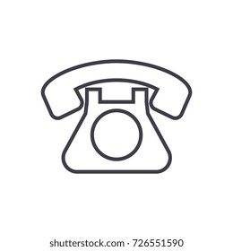 retro phone  vector line icon, sign, illustration on background, editable strokes