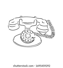 teléfono retro, objeto vintage, ilustración de esbozo vectorial
