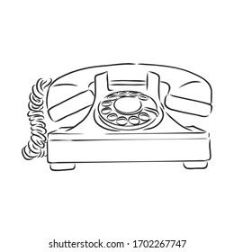 retro phone, vintage object, vector sketch illustration