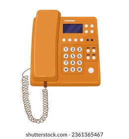 Retro phone. Vintage wired telephone, old school phone flat vector illustration on white background