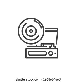 Retro phonograph line icon. linear style sign for mobile concept and web design. Vintage Gramophone outline vector icon. Symbol, logo illustration. Vector graphics