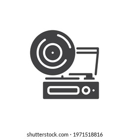 Retro phonograph vector icon. filled flat sign for mobile concept and web design. Vintage Gramophone glyph icon. Symbol, logo illustration. Vector graphics