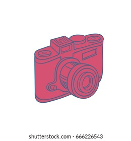 Retro photo camera - Hand-drawn sketch ink vector illustration