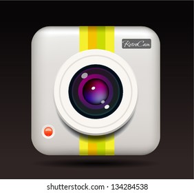 Retro photo camera icon
