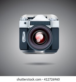Retro photo camera icon