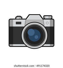 Retro Photo Camera Icon on White Background. Vector illustration