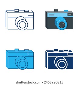 Conjunto de iconos de cámara fotográfica retro. Cámara clásica de estilo soviético. Ilustración vectorial.