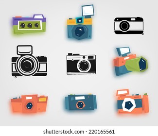 Retro Photo Camera Icons Set