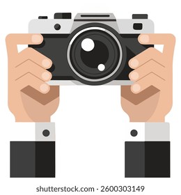 Retro photo camera isolated vector illustration on white background