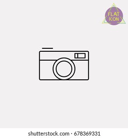 retro photo camera line icon