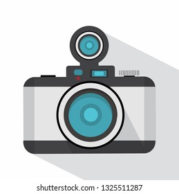 retro photo camera  with long shadow