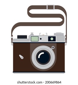 Retro photo camera on transparent background