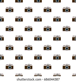 Retro photo camera pattern seamless repeat in cartoon style vector illustration