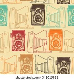 Retro photo camera seamless pattern