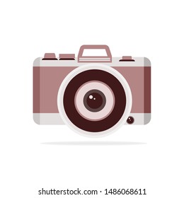 Retro photo camera. Simple camera icon.  Vector stock illustration isolated on white background
