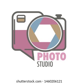 Retro photo camera photo studio isolated vector icon photographer mobile app or photoshooting premises snaps filters and effects tools photography maker modern smartphone application emblem or logo