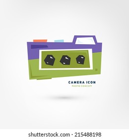 Retro Photo Camera Vector Icon