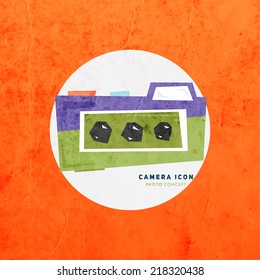 Retro Photo Camera Vector Icon 