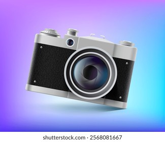 Retro photo camera. Vector realistic illustration