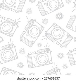 Retro photo cameras seamless background

