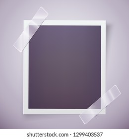 Retro photo frame attached with adhesive tape. Sweet memories concept. Vector illustration