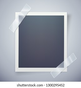 Retro photo frame attached with adhesive tape. Sweet memories concept. Vector illustration
