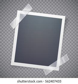 Retro photo frame attached with adhesive tape. Sweet memories concept. Vector illustration