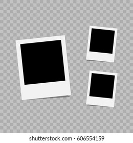 Retro photo frame attached with adhesive tape. Sweet memories concept. Vector illustration