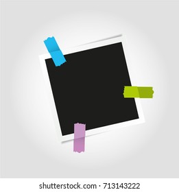 Retro photo frame attached with color tapes