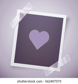 Retro photo frame with heart. Romantic concept. Happy Valentine day motive. Vector illustration