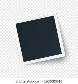 Retro photo frame image template, square photography isolated with big shadow in realistic style.